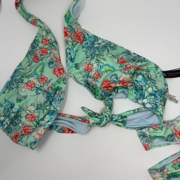 Victoria’s Secret Green Floral Butterfly Halter Bikini High Waisted Cut Out - Picture 11 of 14